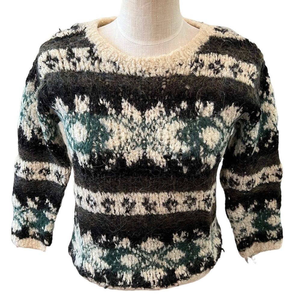 Vintage GAP Hand Knit Crewneck Sweater Snowflake Print XS